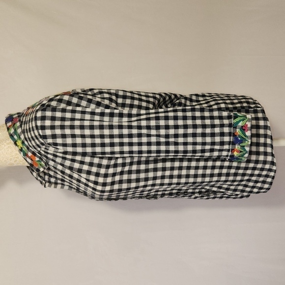 Intro Blouse Gingham Floral Embroidered Button Down Pocket Size PL Rockabilly - Picture 6 of 14